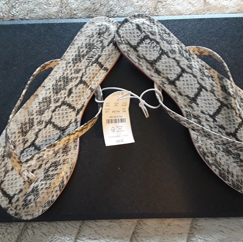 Jcrew "python" flip flops NWT